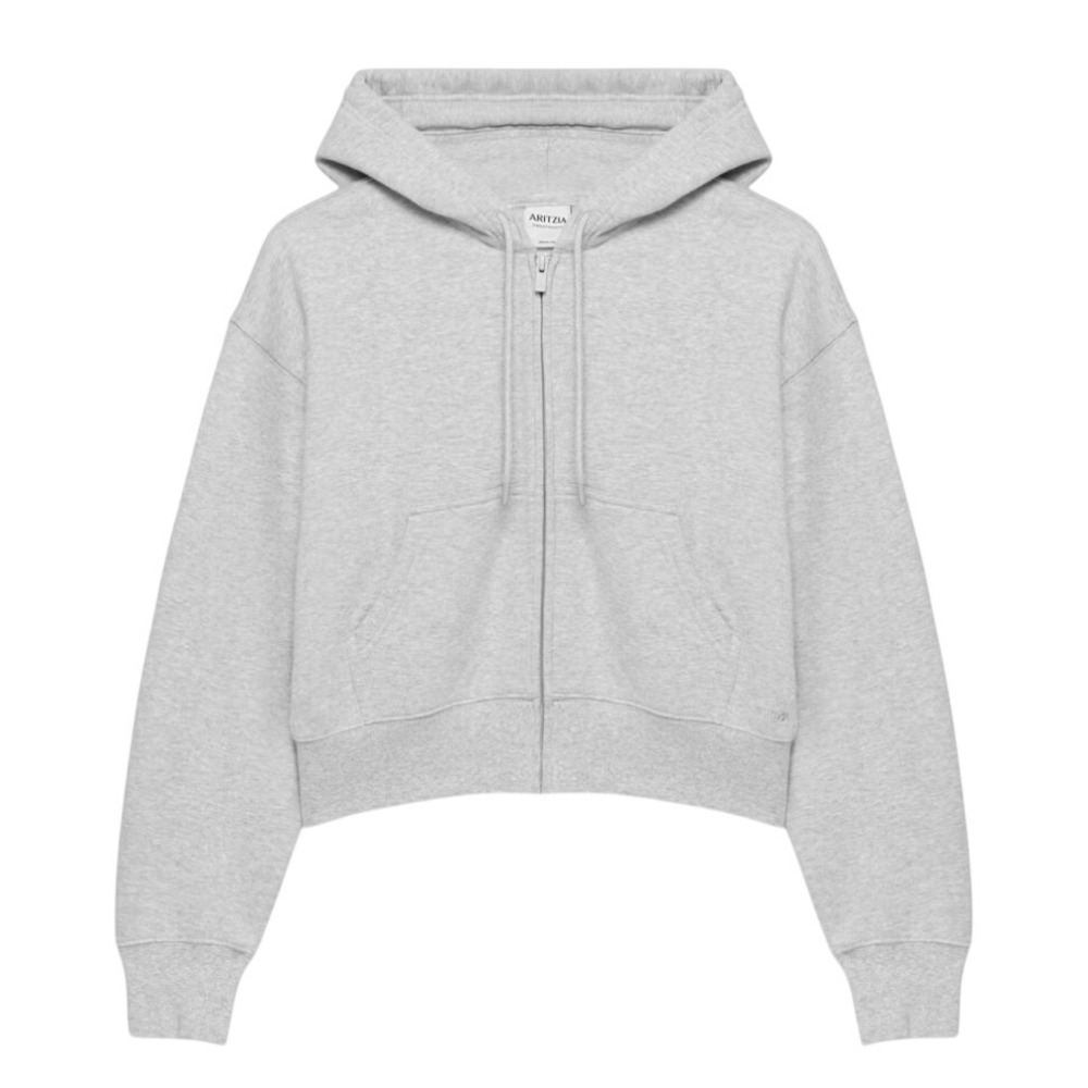 Aritzia Cozy Sweatfleece Boyfriend Boxy Zip Hoodie Heather Chrome 116207 Small